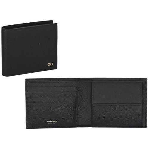 フェラガモ 二つ折り財布 メンズ ダブルガンチーニ ブラック FERRAGAMO 661454 775646 NERO