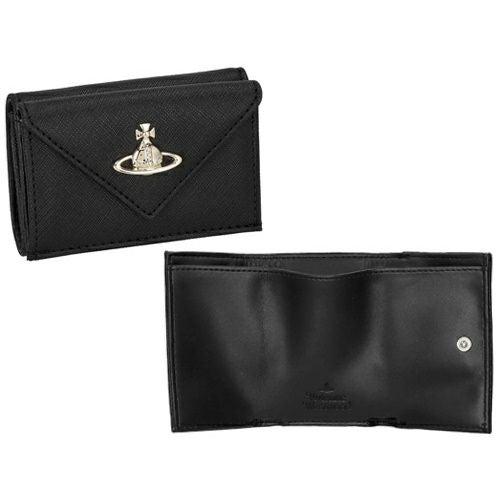 ヴィヴィアンウエストウッド 三つ折り財布 コンパクト財布 レディース SAFFIANO PLAIN ブラック Vivienne Westwood 5115002EW N402 BLACK