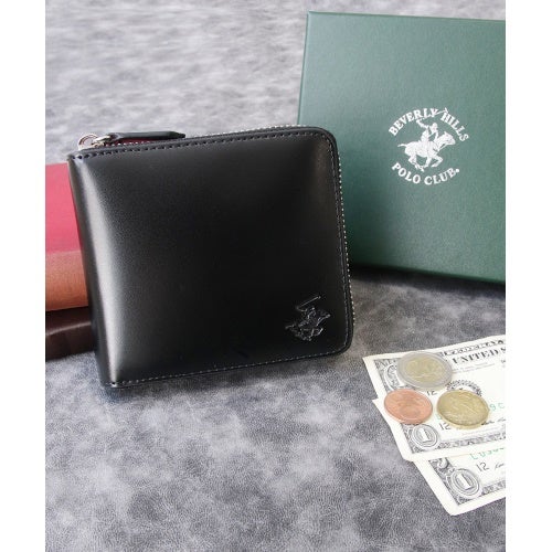 ビバリーヒルズポロクラブ 二つ折り財布 メンズ ブラック BEVERLY HILLS POLO CLUB BHG-M1004 ブラック/ネイビー
