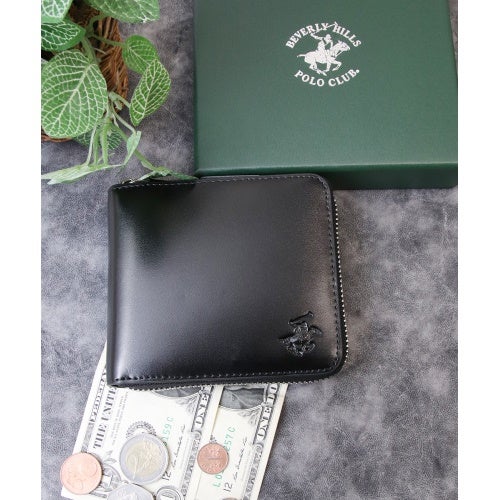 ビバリーヒルズポロクラブ 二つ折り財布 メンズ ブラック BEVERLY HILLS POLO CLUB BHG-M1004 ブラック/ネイビー