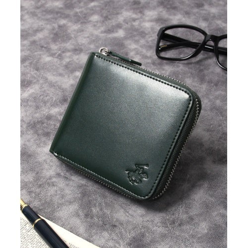 ビバリーヒルズポロクラブ 二つ折り財布 メンズ グリーン BEVERLY HILLS POLO CLUB BHG-M1004 グリーン/ダークブラウン