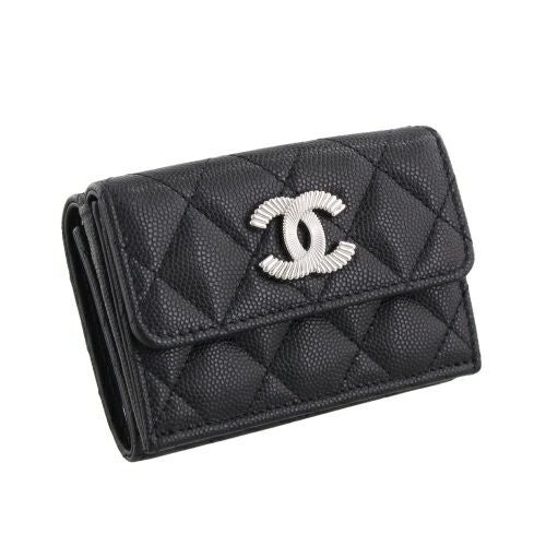 シャネル 三つ折り財布 レディース ココマーク ブラック CHANEL AP4328