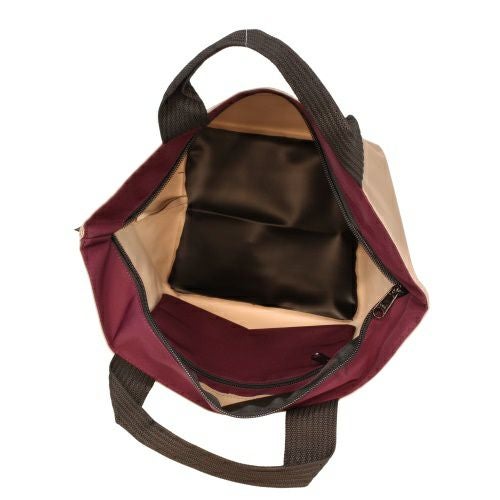 エルベシャプリエ ハンドバッグ トートバッグ レディース ナイロン舟型トートM ベージュ Herve Chapelier 1027N 63 Mastic/24 Aubergine