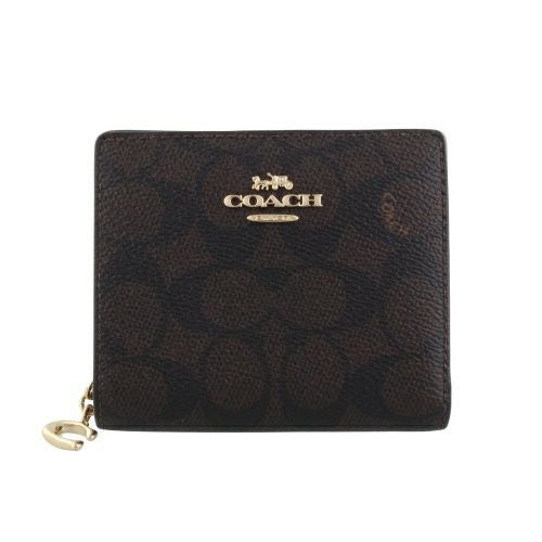 【COACH】スナップ ウォレット・シグネチャー キャンバス  二つ折り財布 コーチ アウトレット 二つ折り財布 レディース スナップ ウォレット