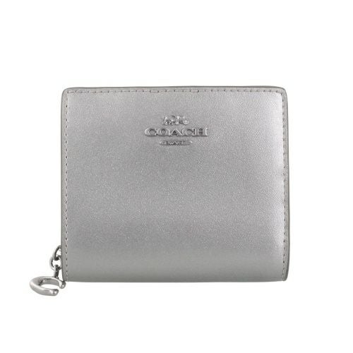 未使用☆COACH☆コーチ☆二つ折り財布☆スナップボタン☆メタリック☆シルバー！ コーチ アウトレット 二つ折り財布 レディース スナップ ウォレット