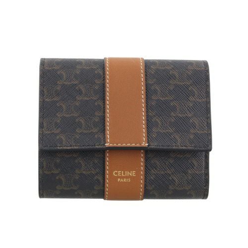 セリーヌ 三つ折り財布 レディース スモール トリフォールドウォレット トリオンフ ブラウン CELINE 10D572BZ9 04LU TAN