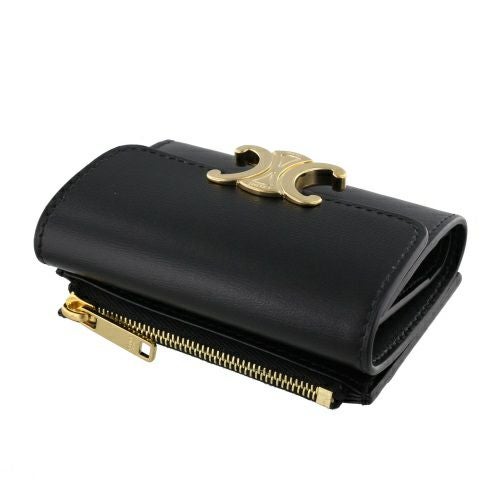 セリーヌ 三つ折り財布 レディース コイン入れ付きコンパクトウォレット トリオンフ ブラック CELINE 10I653DPV 38NO BLACK