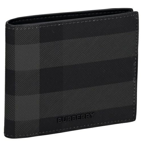 バーバリー 二つ折り財布 コンパクト財布 メンズ シーシービル コイン チャコールチェック ブラック BURBERRY 8100529 CHARCOAL