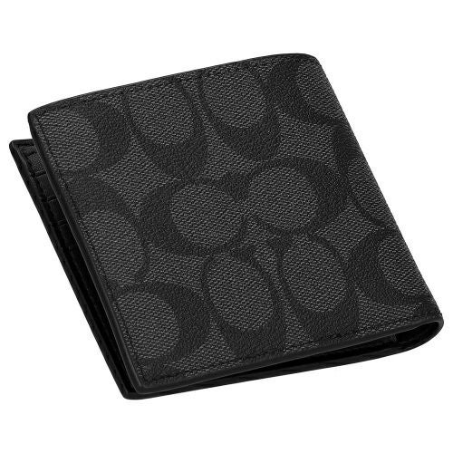 コーチ アウトレット 二つ折り財布 コンパクト財布 メンズ コイン ウォレット・シグネチャー キャンバス ブラック COACH OUTLET CR428 CQ/BK