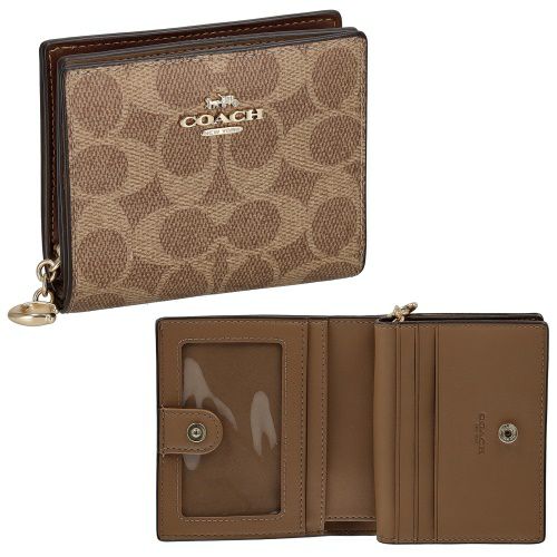 コーチ アウトレット 二つ折り財布 コンパクト財布 レディース スナップ ウォレット・シグネチャー キャンバス ブラウン COACH OUTLET CW789 IMXHE タン/ブラウン