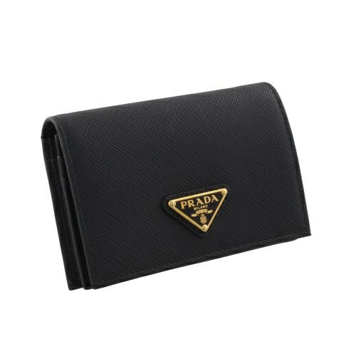 プラダ 二つ折り財布 コンパクト財布 レディース トライアングルロゴ サフィアーノ ブラック PRADA 1MV021 QHH F0002 NERO