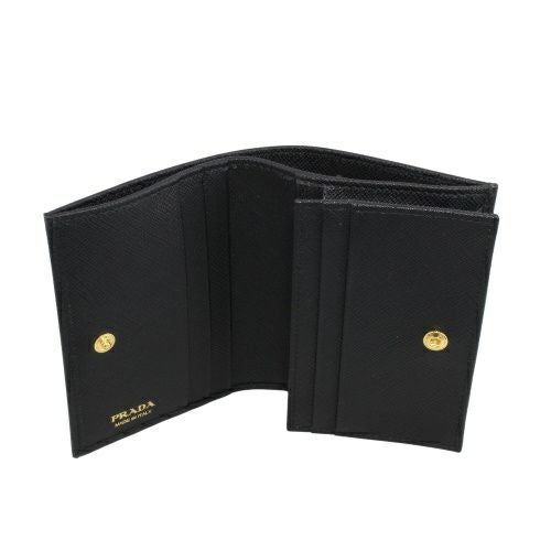 プラダ 二つ折り財布 コンパクト財布 レディース トライアングルロゴ サフィアーノ ブラック PRADA 1MV021 QHH F0002 NERO