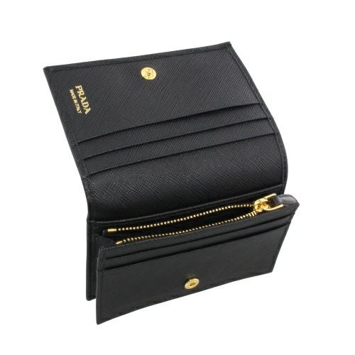 プラダ 二つ折り財布 コンパクト財布 レディース トライアングルロゴ サフィアーノ ブラック PRADA 1MV021 QHH F0002 NERO