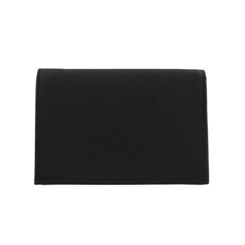 プラダ PRADA サフィアーノ トライアングル コンパクトウォレット 二つ折り財布 レザー ブラック 1MV021 美品 新入荷 OBB0577 PRADA（プラダ） サフィアーノ トライアングル コンパクトウォレット