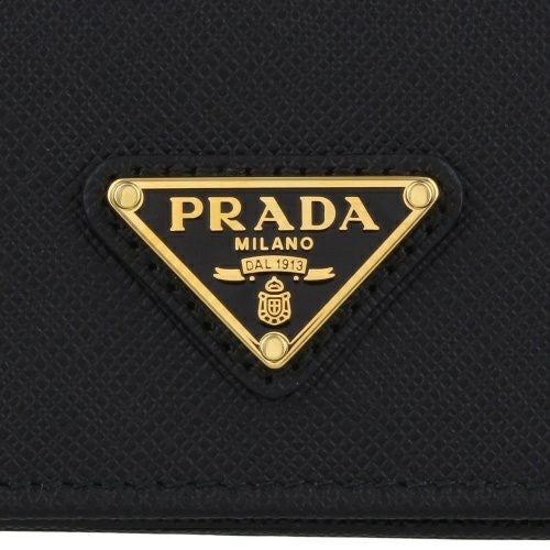 プラダ 二つ折り財布 コンパクト財布 レディース トライアングルロゴ サフィアーノ ブラック PRADA 1MV021 QHH F0002 NERO