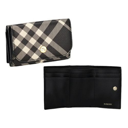 バーバリー 三つ折り財布 コンパクト財布 レディース バーバリーチェック ブラック BURBERRY 8095292