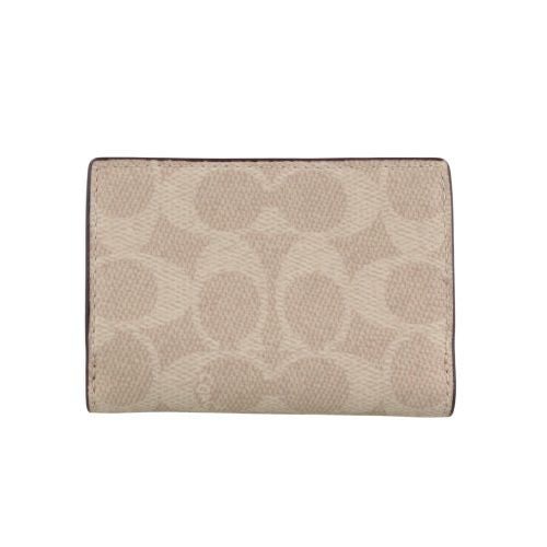 コーチ アウトレット 三つ折り財布 コンパクト財布 レディース マイクロ ウォレット・シグネチャー キャンバス ブラウン COACH OUTLET CW804 SVPWH サンド/トープ