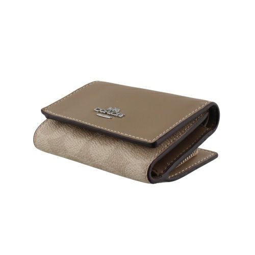 コーチ アウトレット 三つ折り財布 コンパクト財布 レディース マイクロ ウォレット・シグネチャー キャンバス ブラウン COACH OUTLET CW804 SVPWH サンド/トープ