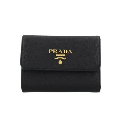 プラダ 三つ折り財布 コンパクト財布 レディース サフィアーノメタル