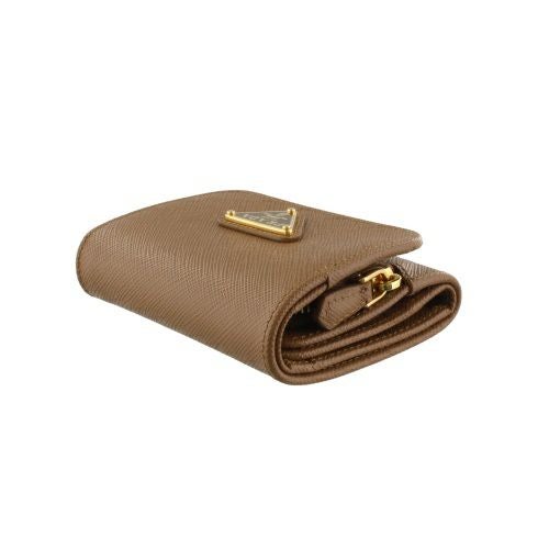 プラダ 三つ折り財布 コンパクト財布 レディース トライアングルロゴ サフィアーノ ブラウン PRADA 1MH044 QHH F03BH CARAMEL 0