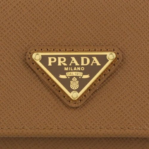 プラダ 三つ折り財布 コンパクト財布 レディース トライアングルロゴ サフィアーノ ブラウン PRADA 1MH044 QHH F03BH CARAMEL 0