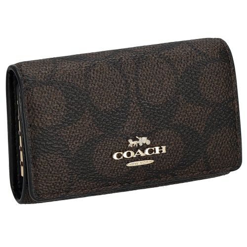 コーチ アウトレット キーケース レディース ファイブ リング キー ケース・シグネチャー キャンバス ブラウン COACH OUTLET CZ274 IMXAQ ウォルナット/ブラック