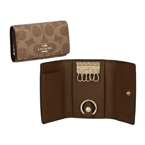 コーチ アウトレット キーケース レディース ファイブ リング キー ケース・シグネチャー キャンバス ブラウン COACH OUTLET CZ274 IMXHE タン/ブラウン