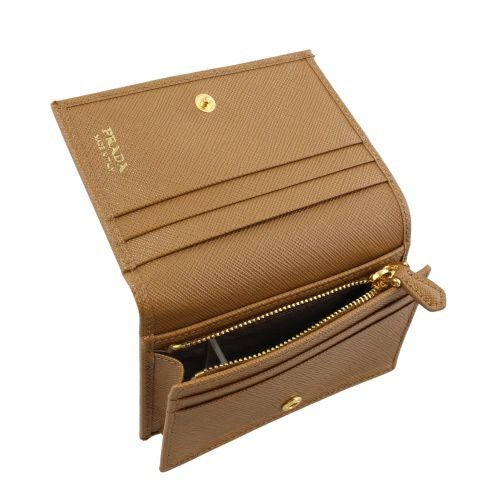 プラダ 二つ折り財布 レディース トライアングルロゴ サフィアーノ ブラウン PRADA 1MV021 QHH F03BH CARAMEL 0