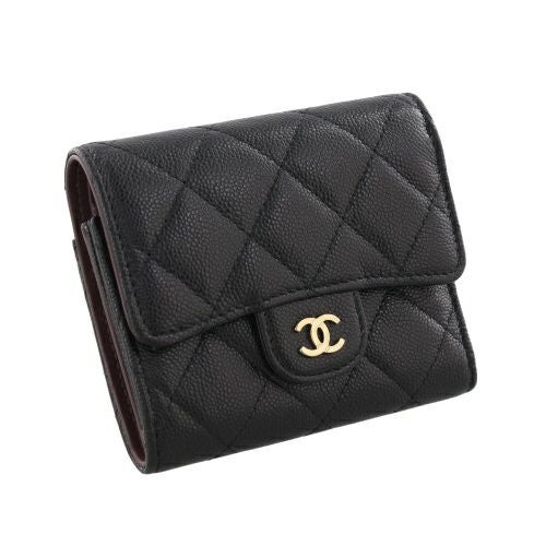 シャネル 三つ折り財布 レディース ココマーク ブラック CHANEL AP4383