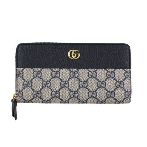 グッチ 長財布 レディース GGマーモント ブルー GUCCI 456117 17WAG 4041 BEIGE/BLUE