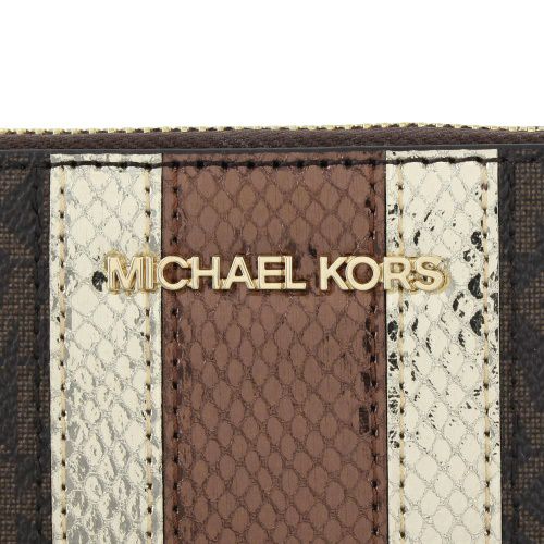マイケルコース 長財布 レディース ジェットセットトラベル ラージシグネチャーロゴ＆メタリックコンチネンタルウォレット ブラウン MICHAEL KORS 35F4GTVE7B BROWN