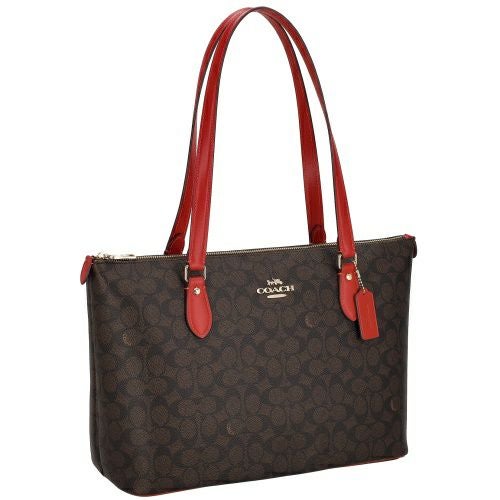 コーチ アウトレット トートバッグ レディース ギャラリー シグネチャー トート ブラウン COACH OUTLET CW381 IMXD0 ブラウン/レッド