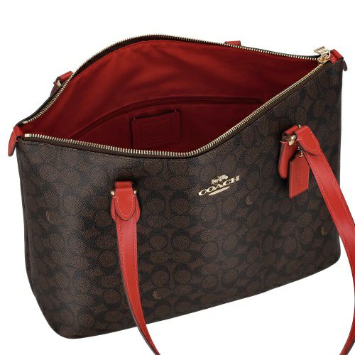 コーチ アウトレット トートバッグ レディース ギャラリー シグネチャー トート ブラウン COACH OUTLET CW381 IMXD0 ブラウン/レッド