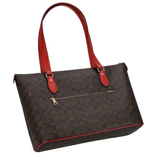 コーチ アウトレット トートバッグ レディース ギャラリー シグネチャー トート ブラウン COACH OUTLET CW381 IMXD0 ブラウン/レッド