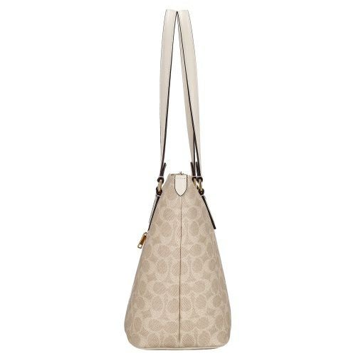 コーチ アウトレット トートバッグ レディース ギャラリー シグネチャー トート ホワイト COACH OUTLET CW381 IMXDM ベージュ/ホワイト