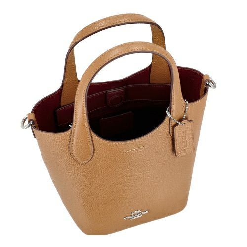 コーチ アウトレット ショルダーバッグ レディース ハンナ ダブル フェース レザー バケット バッグ ブラウン COACH OUTLET CR168 SV/QD ライトサドル