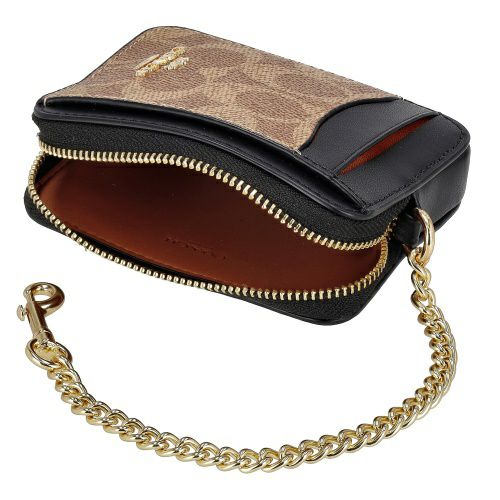 コーチ アウトレット コインケース レディース ジップ カード ケース・シグネチャー キャンバス ブラウン COACH OUTLET CW883 IMQRX ベージュ/ブラック