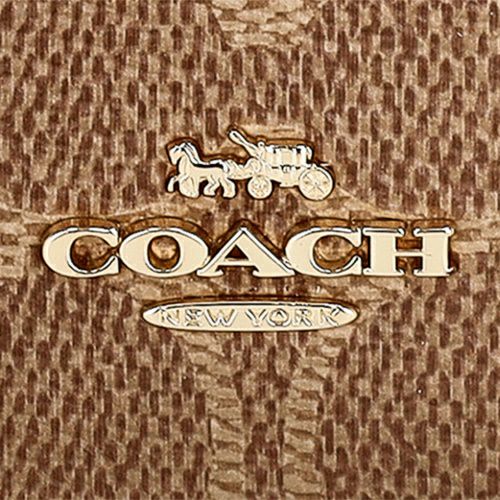 コーチ アウトレット コインケース レディース ジップ カード ケース・シグネチャー キャンバス ブラウン COACH OUTLET CW883 IMQRX ベージュ/ブラック
