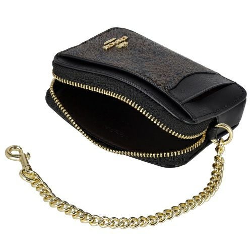 コーチ アウトレット コインケース レディース ジップ カード ケース・シグネチャー キャンバス ブラウン COACH OUTLET CW883 IMXAQ ウォルナット/ブラック