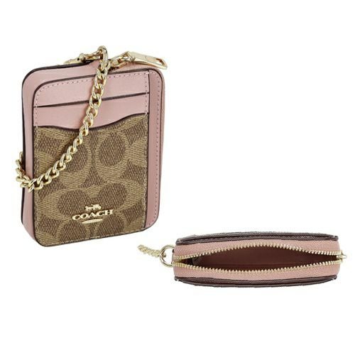 コーチ アウトレット コインケース レディース ジップ カード ケース・シグネチャー キャンバス ピンク COACH OUTLET CW883 IMXB0 ピンク/ベージュ
