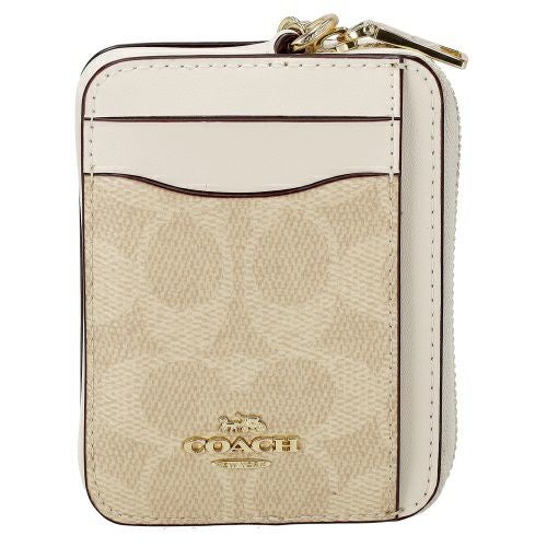コーチ アウトレット コインケース レディース ジップ カード ケース・シグネチャー キャンバス ホワイト COACH OUTLET CW883 IMXDM サンド/チョーク