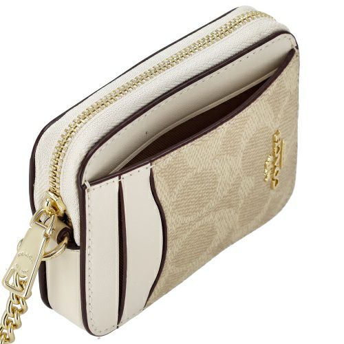 コーチ アウトレット コインケース レディース ジップ カード ケース・シグネチャー キャンバス ホワイト COACH OUTLET CW883 IMXDM サンド/チョーク