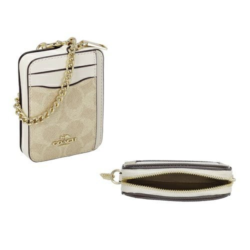 コーチ アウトレット コインケース レディース ジップ カード ケース・シグネチャー キャンバス ホワイト COACH OUTLET CW883 IMXDM サンド/チョーク