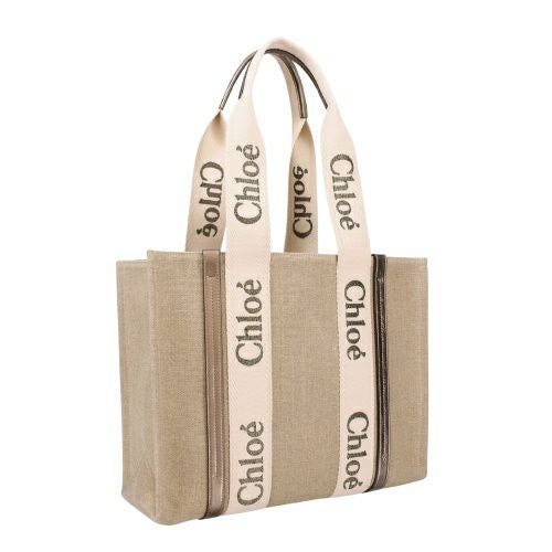 クロエ トートバッグ レディース WOODY MEDIUM TOTE ベージュ CHLOE CHC25SS383 O81 074 SHINY GREY