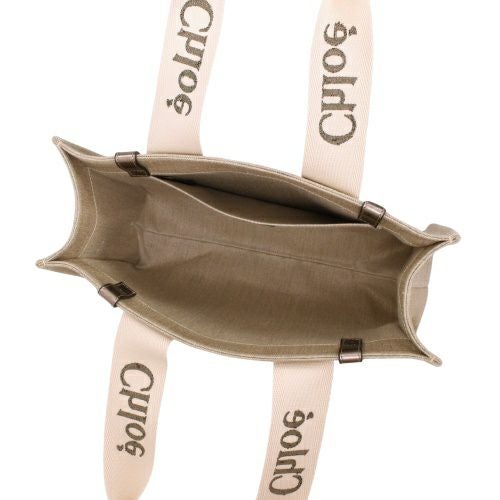 クロエ トートバッグ レディース WOODY MEDIUM TOTE ベージュ CHLOE CHC25SS383 O81 074 SHINY GREY