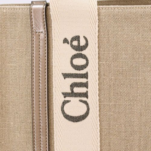クロエ トートバッグ レディース WOODY MEDIUM TOTE ベージュ CHLOE CHC25SS383 O81 074 SHINY GREY