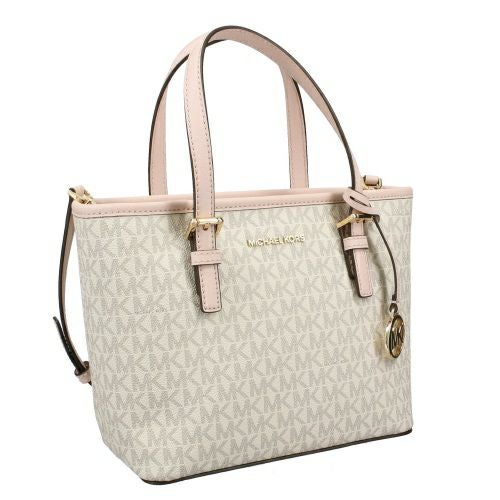 マイケルコース トートバッグ レディース ジェット セット トラベル シグネチャー エクストラ スモール キャリーオール コンバーチブル トップ ジップ トート ホワイト MICHAEL KORS 35T9GTVT0B PWD BLSH MLT