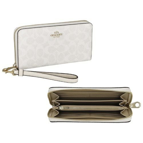 コーチ アウトレット 長財布 レディース ロング ジップ アラウンド ウォレット・シグネチャー キャンバス ホワイト COACH OUTLET CW778 IMXU5 ホワイト/チョーク