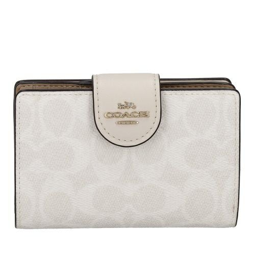 コーチ アウトレット 二つ折り財布 レディース ミディアム コーナー ジップ ウォレット・シグネチャー キャンバス ホワイト COACH OUTLET CW786 IMXU5 ホワイト/チョーク