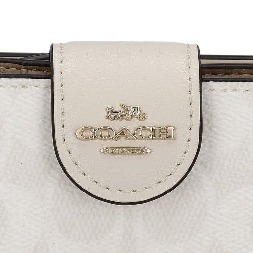 コーチ アウトレット 二つ折り財布 レディース ミディアム コーナー ジップ ウォレット・シグネチャー キャンバス ホワイト COACH OUTLET CW786 IMXU5 ホワイト/チョーク